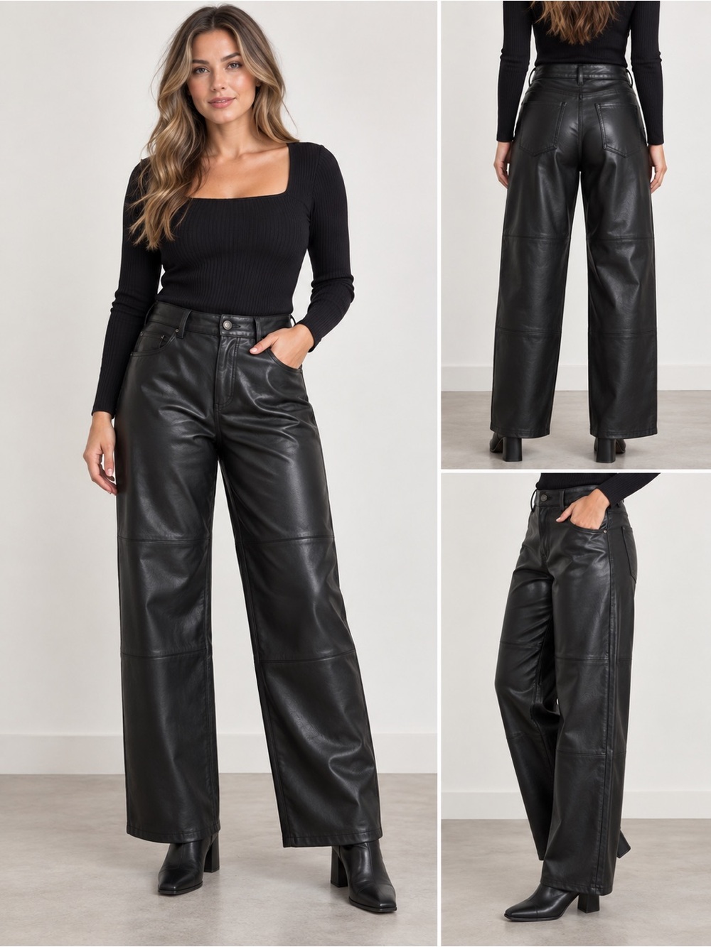 Garage Baggy PU Faux Leather Pants Jet Black Size 1 New with Tags